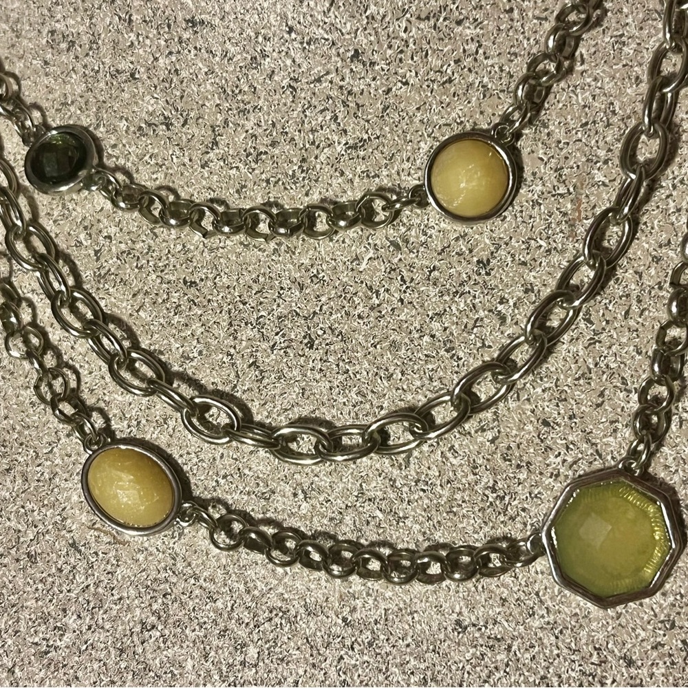 3 Strands Chic Multi-Layered Silver Necklace With… - image 3